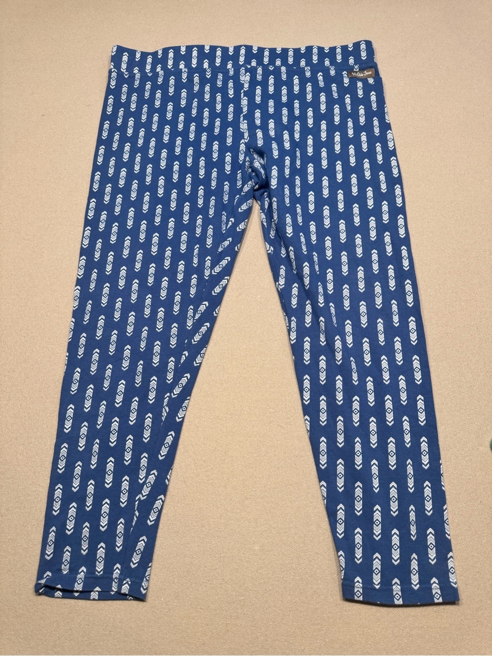 Matilda Jane Women’s Blue White Follow The Path Cropped Leggings - Picture 2 of 6